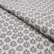 Handmade Blockprint Brown Thick linen Pure Fabric - Alia