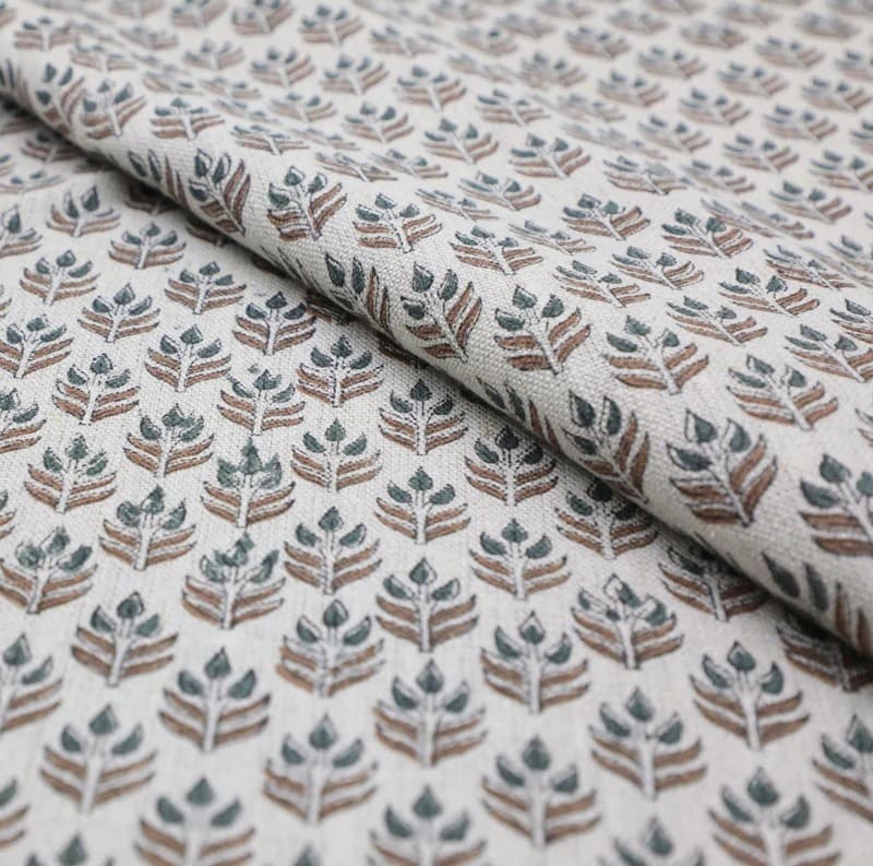 Handmade Blockprint Brown Thick linen Pure Fabric - Alia