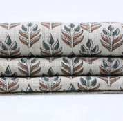 Handmade Blockprint Brown Thick linen Pure Fabric - Alia
