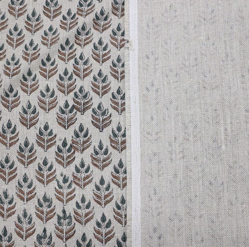 Handmade Blockprint Brown Thick linen Pure Fabric - Alia