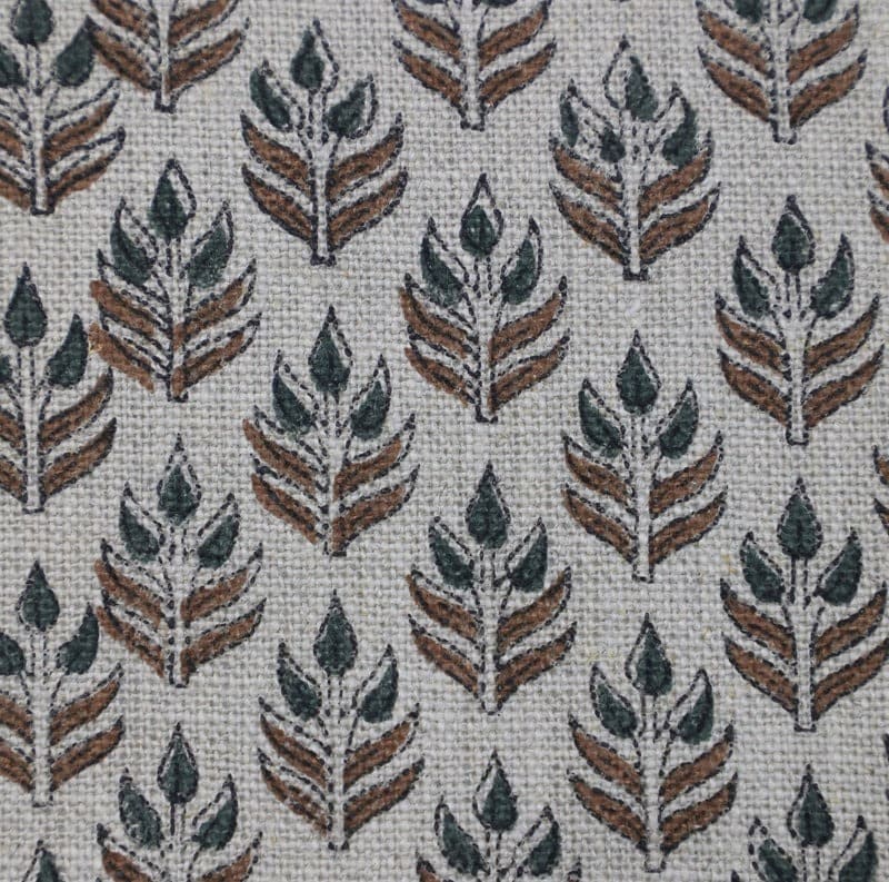 Handmade Blockprint Brown Thick linen Pure Fabric - Alia