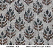 Handmade Blockprint Brown Thick linen Pure Fabric - Alia