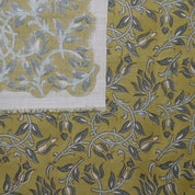 Handmade Block Print Floral Linen Fabric Kamal Dutta