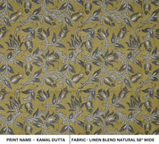 Handmade Block Print Floral Linen Fabric Kamal Dutta