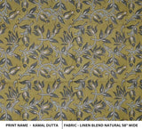 Handmade Block Print Floral Linen Fabric Kamal Dutta