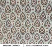Handmade Block Print Gray & Bronze Linen Fabric - Pan Patti