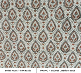 Handmade Block Print Gray & Bronze Linen Fabric - Pan Patti