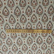 Handmade Block Print Gray & Bronze Linen Fabric - Pan Patti