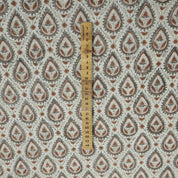 Handmade Block Print Gray & Bronze Linen Fabric - Pan Patti