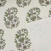 Handmade Block Print Green Floral Duck Canvas Fabric - Anarkali