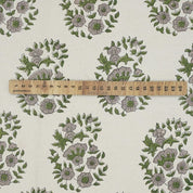 Handmade Block Print Green Floral Duck Canvas Fabric - Anarkali