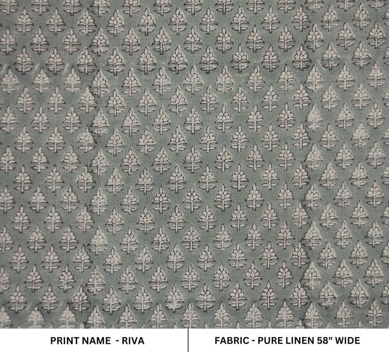 Handmade Block Print Linen Gray Floral Fabric by the Yard – RIVA