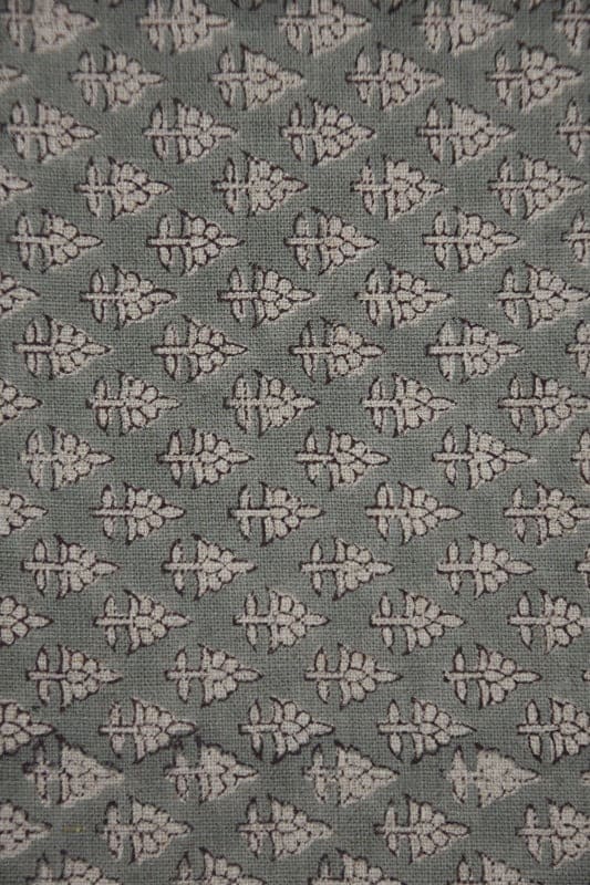 Handmade Block Print Linen Gray Floral Fabric by the Yard – RIVA