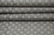 Handmade Block Print Linen Gray Floral Fabric by the Yard – RIVA