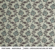 Handmade Floral Block Print Linen Fabric Home Decor - Madhubala