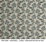 Handmade Floral Block Print Linen Fabric Home Decor - Madhubala