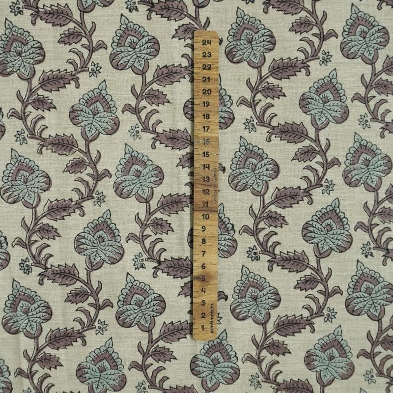 Handmade Floral Block Print Linen Fabric Home Decor - Madhubala