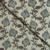 Handmade Floral Block Print Linen Fabric Home Decor - Madhubala