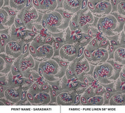 Eco Friendly Hand Block Printed Blue Pure Linen Fabric – Saraswati