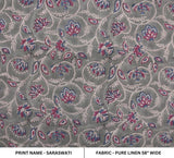 Eco Friendly Hand Block Printed Blue Pure Linen Fabric – Saraswati