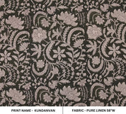Handcrafted Block Print Brown Floral Pure Linen Fabric - Kundanvan