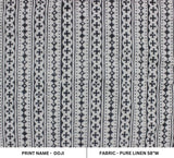 Handmade Block Printed Grey & Black Floral Pure Linen Fabric – DOJI