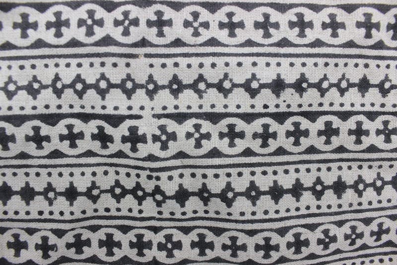 Handmade Block Printed Grey & Black Floral Pure Linen Fabric – DOJI