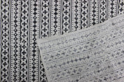 Handmade Block Printed Grey & Black Floral Pure Linen Fabric – DOJI