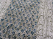Handmade textile Block Print Grey & Navy Blue Pure Linen Fabric- Rangoli