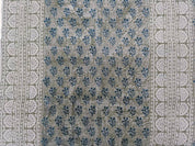 Handmade textile Block Print Grey & Navy Blue Pure Linen Fabric- Rangoli