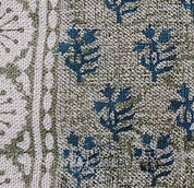 Handmade textile Block Print Grey & Navy Blue Pure Linen Fabric- Rangoli