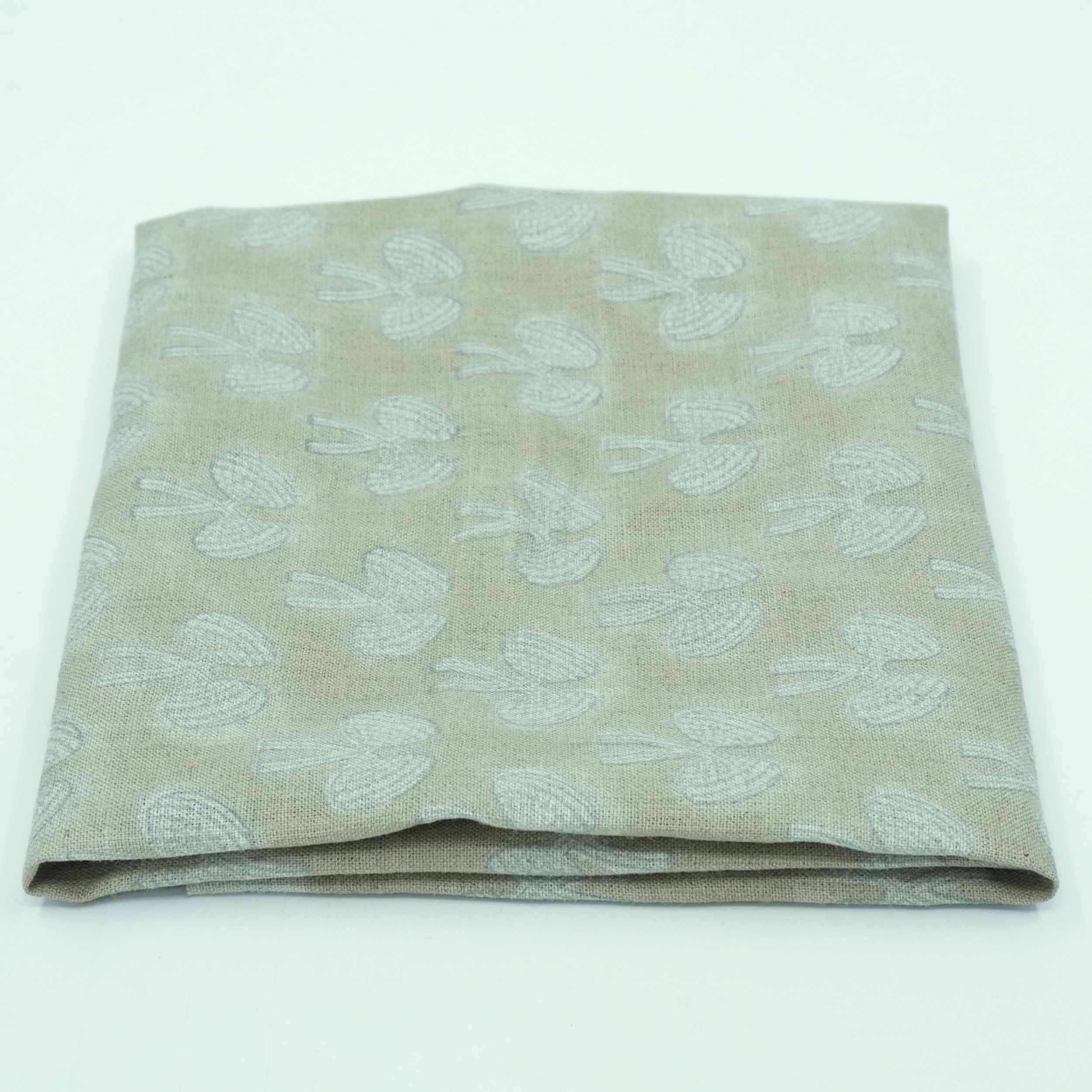 Handmade Mushroom Print Gray Floral Linen Upholstery Fabric