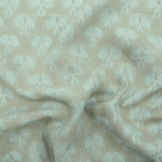 Handmade Mushroom Print Gray Floral Linen Upholstery Fabric
