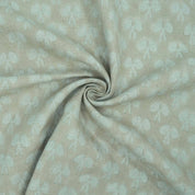 Handmade Mushroom Print Gray Floral Linen Upholstery Fabric