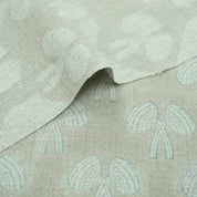 Handmade Mushroom Print Gray Floral Linen Upholstery Fabric