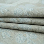Handmade Mushroom Print Gray Floral Linen Upholstery Fabric