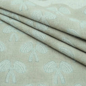 Handmade Mushroom Print Gray Floral Linen Upholstery Fabric