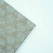 Handmade Mushroom Print Gray Floral Linen Upholstery Fabric
