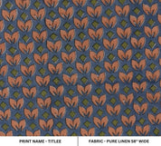 Aristan Hand Block Print Bronze Pure Linen Fabric 58” - Titlee