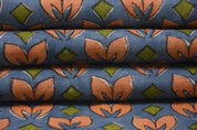 Aristan Hand Block Print Bronze Pure Linen Fabric 58” - Titlee