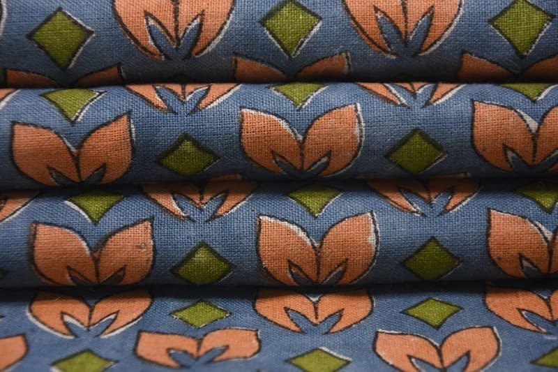 Aristan Hand Block Print Bronze Pure Linen Fabric 58” - Titlee