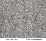 Artisanal Hand Block Print Grey Floral Thick Linen Fabric - Jonk