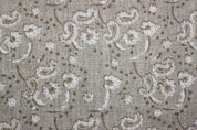 Artisanal Hand Block Print Grey Floral Thick Linen Fabric - Jonk