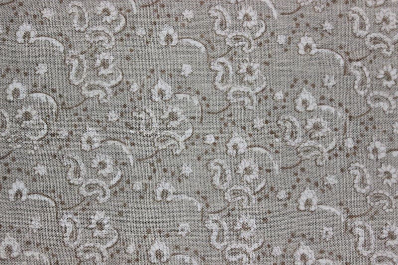 Artisanal Hand Block Print Grey Floral Thick Linen Fabric - Jonk