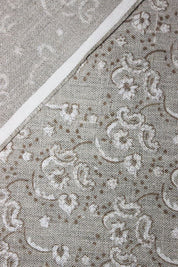 Artisanal Hand Block Print Grey Floral Thick Linen Fabric - Jonk