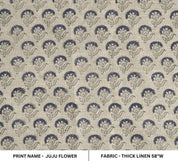 Aristanal Hand Block Print Beige FloralThick Linen Flower - Juju Flower