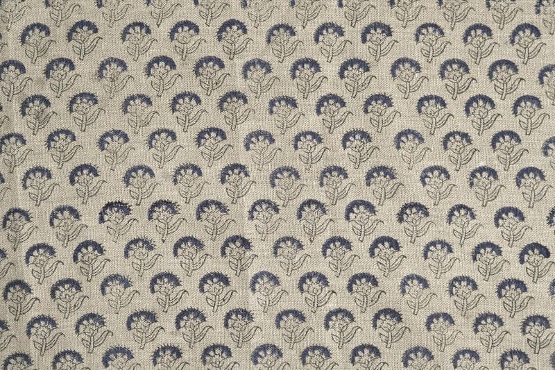 Aristanal Hand Block Print Beige FloralThick Linen Flower - Juju Flower