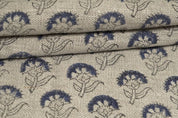 Aristanal Hand Block Print Beige FloralThick Linen Flower - Juju Flower