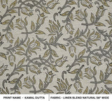 Indian Hand Block Print Green Floral Linen Blend Fabric - Kamal Dutta