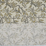 Indian Hand Block Print Green Floral Linen Blend Fabric - Kamal Dutta